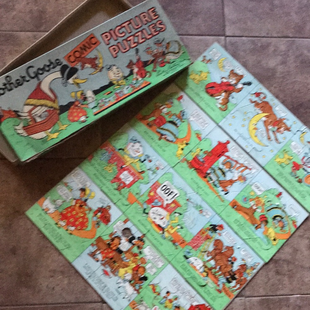 Rare Antique Mother Goose Comic Picture Puzzles Complete